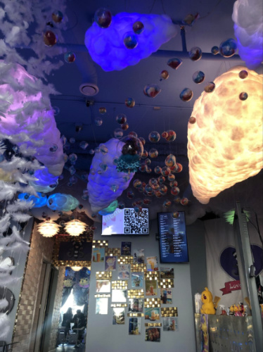 View inside a quirky shop for bubble tea