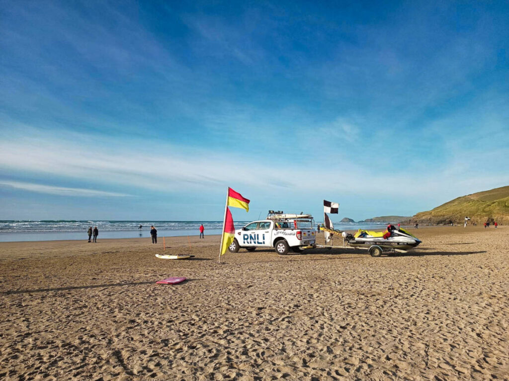 The RNLI Lifeguards on Perranporth Beach