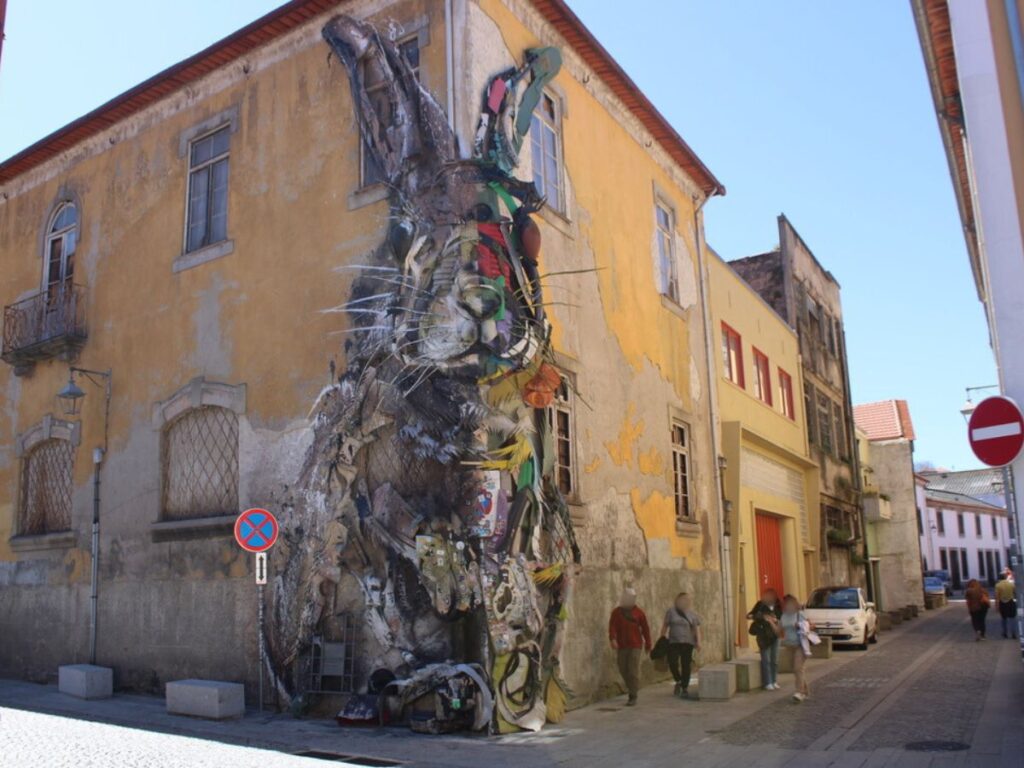 View of the unique Half Rabbit mural in Gaia