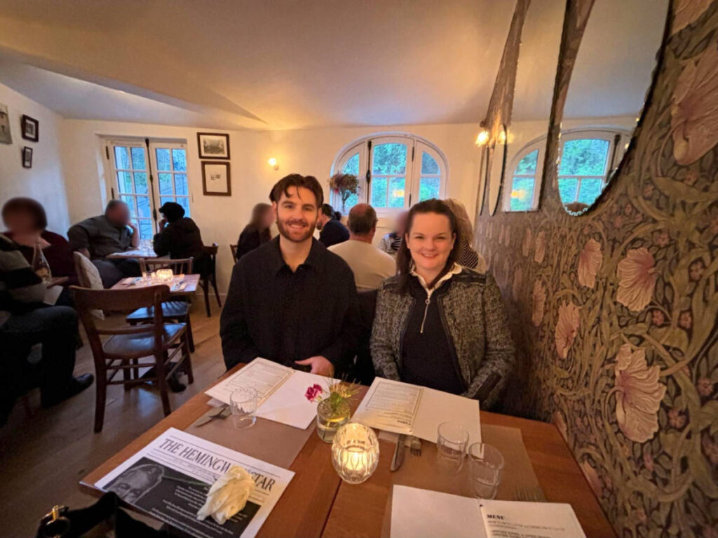 The author Rachel Kapelke-Dale dining with her friends at La Maison Rose