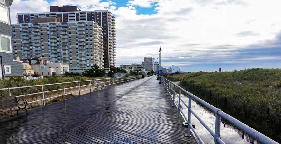 View from the Atlantic City Boardwalk after a rain