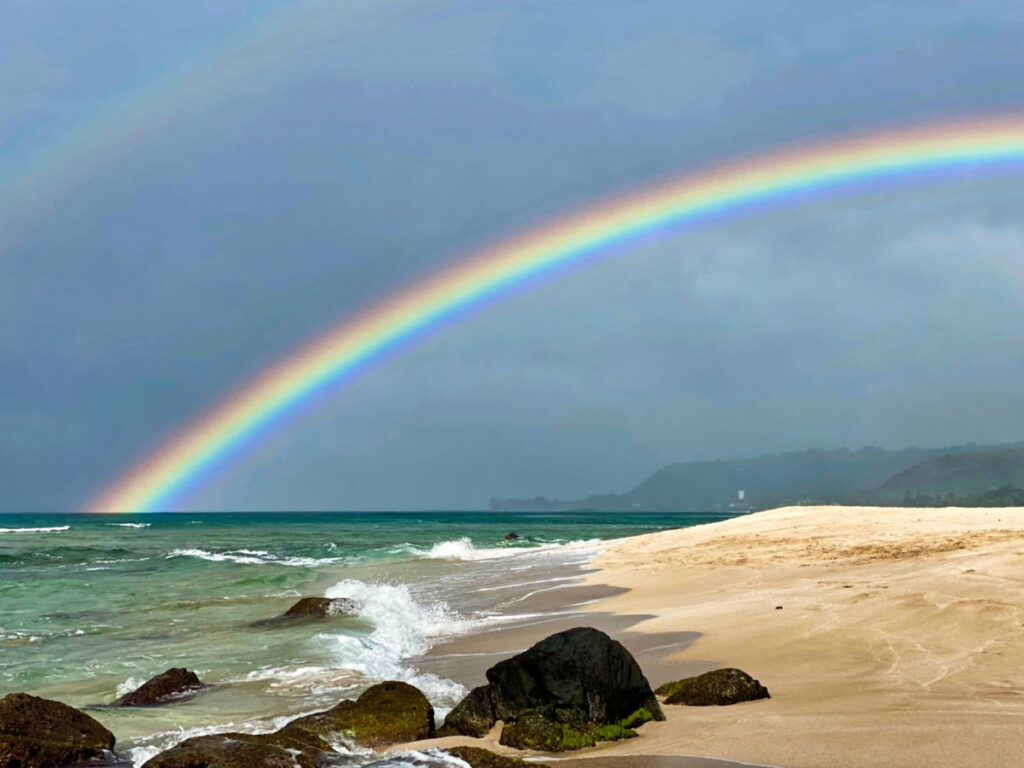 A rainbow over the Sunset Beach