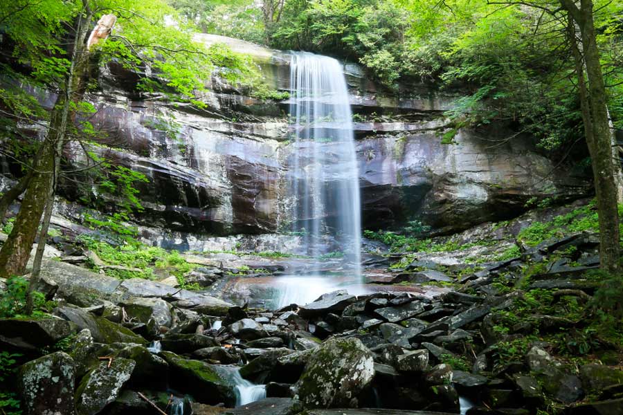 View of the Rainbow Falls in the Great Smoky Mountains National Park