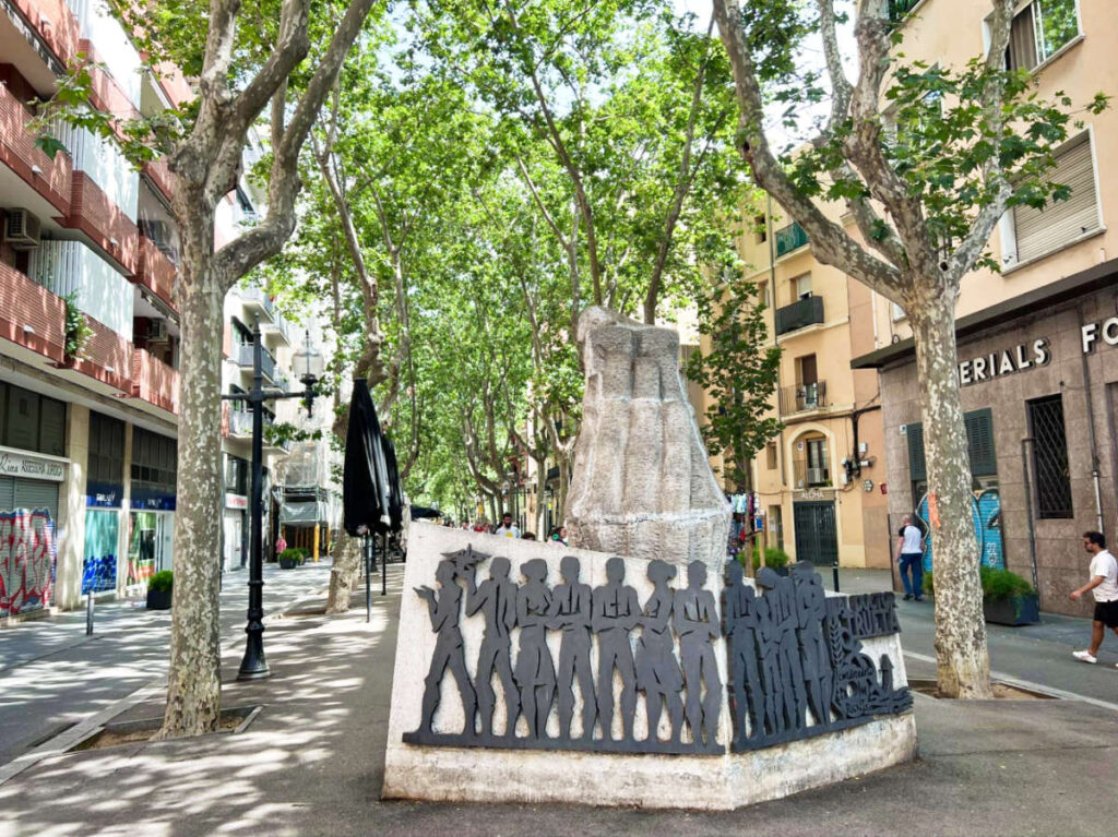 View of the sculpted landmark at Rambla del Poblenou