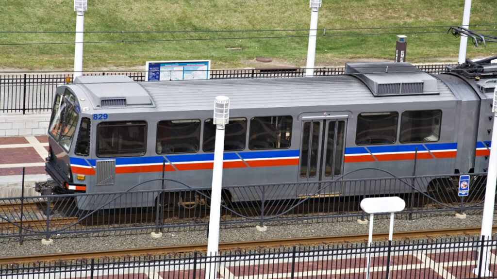 View of the rapid transit train in Cleveland, Ohio