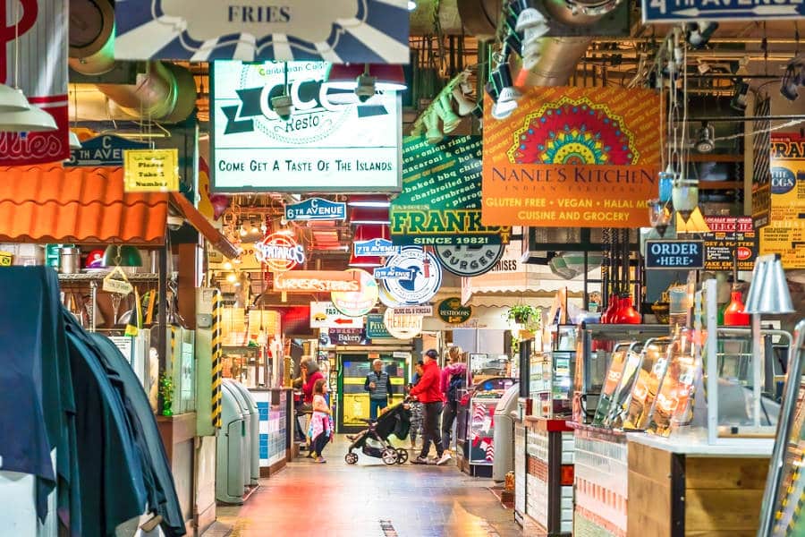 View of the iconic signages at the Reading Terminal Market