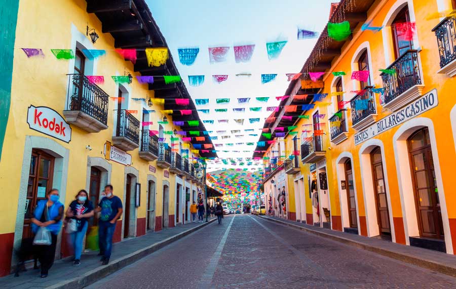 View of colorful houses in Real Del Monte