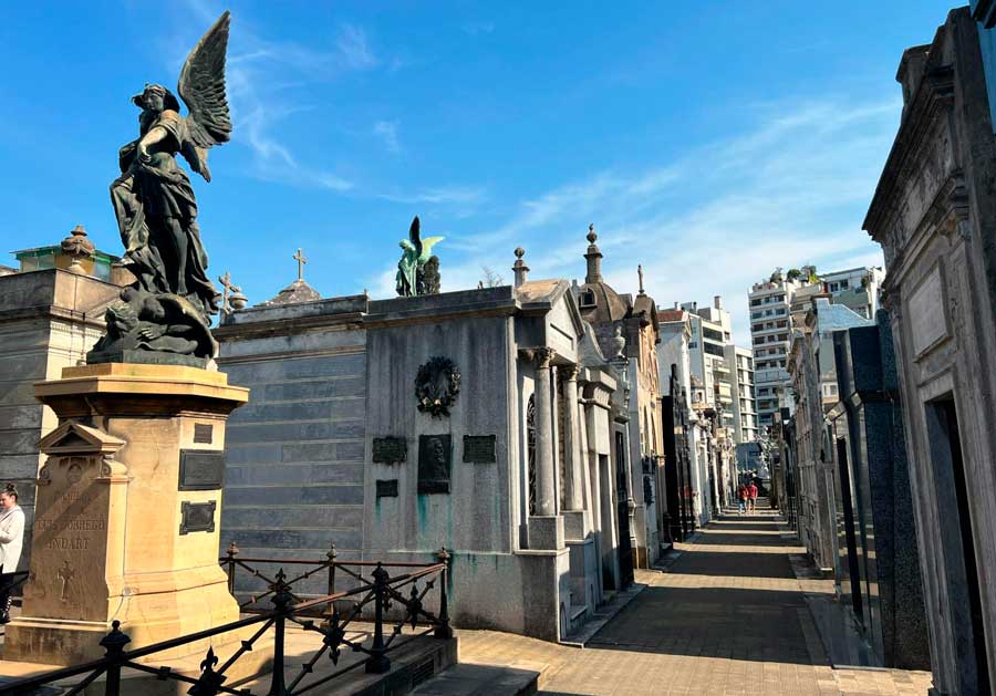 The Recoleta Cemetery under the clear blue sky
