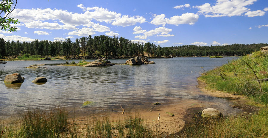View of the Red Feather Lakes on a sunny day