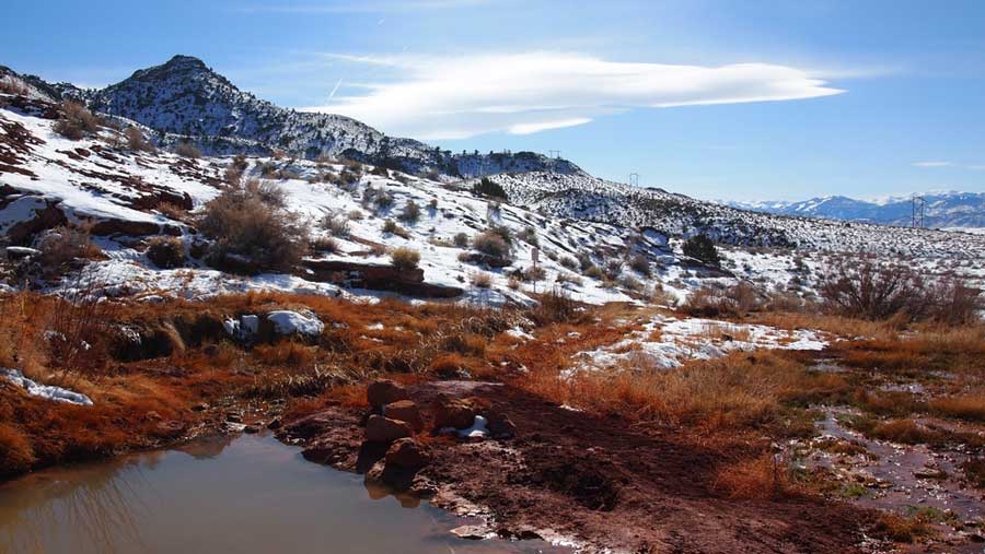 View at the Red Hill Hot Springs during winter season