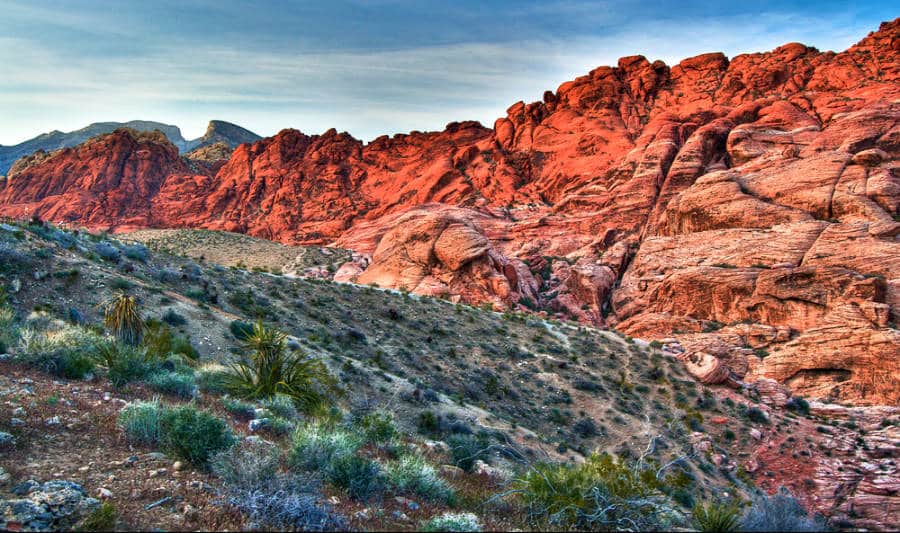 Sunset view in the Red Rock Canyon of the Nevada desert