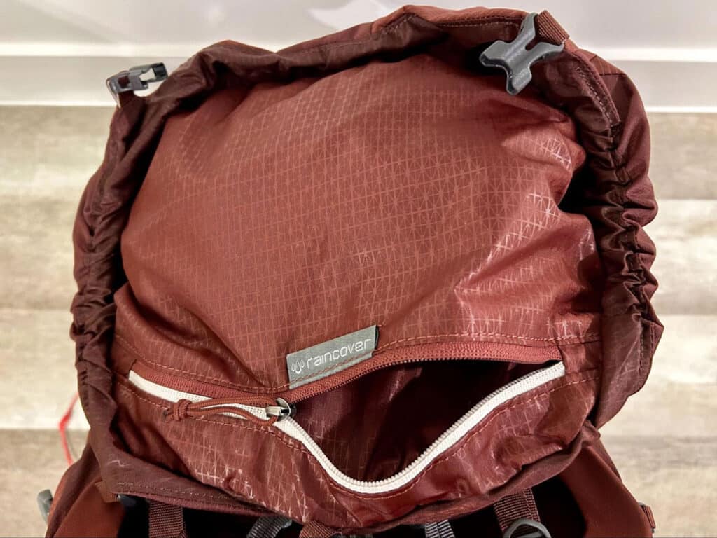View of the removable lid compartment of the Gregory Maven backpack