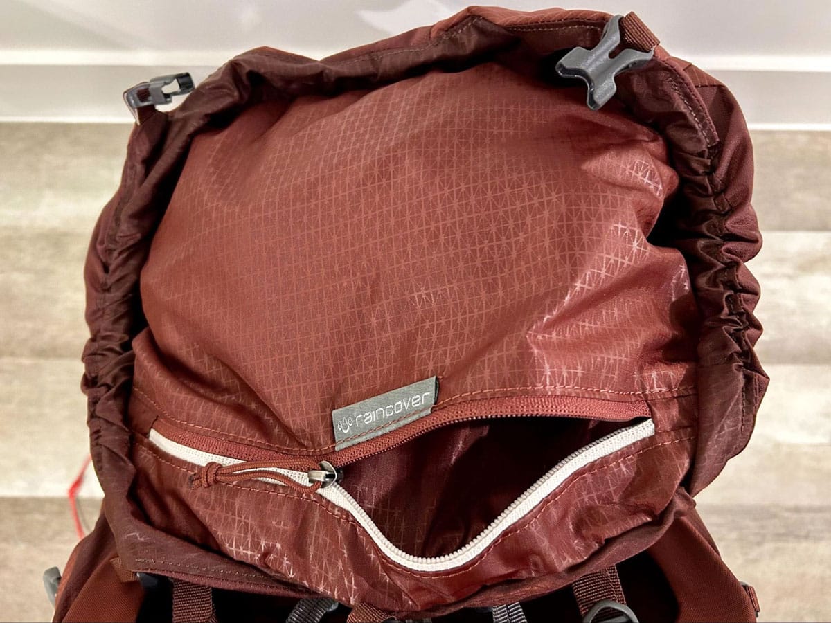 View of the removable lid compartment of the Gregory Maven backpack