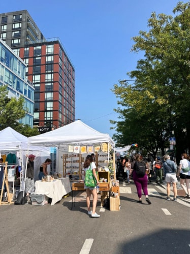 People wandering at the Renegade Craft Fair in Chicago