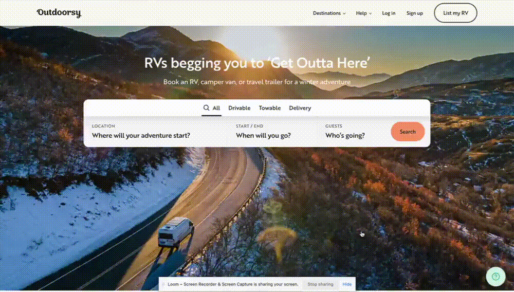 Guide to navigate the available rentals in Outdoorsy