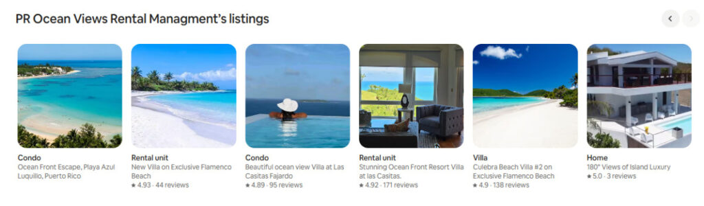The rental listingsin Culebra and Fajardo
