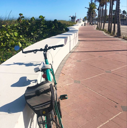 View of a bike along the Fort Lauderdale street