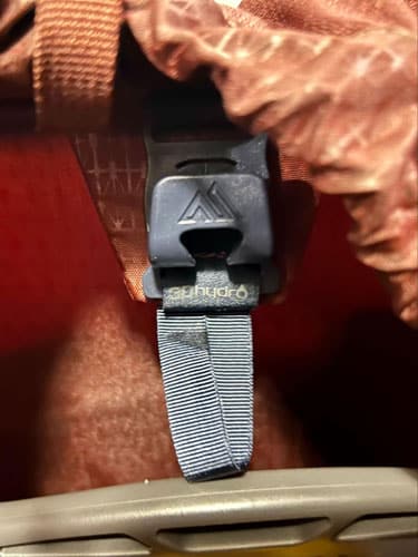 Close up view of the reservoir hook and lower loop of the Gregory Maven backpack