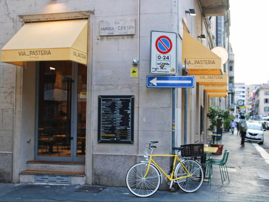 The Via Pasteria restaurant from the outside in San Vittore neighborhood