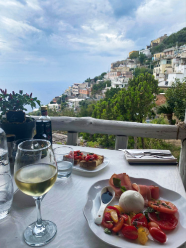Closeup look of the food from the restaurant with overlooking view