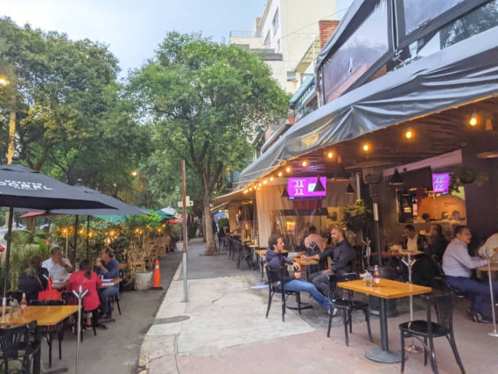 View of Restaurants in the Polanco area of Mexico City