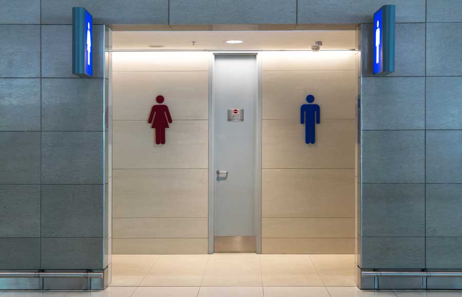 A door for the female and male bathrooms