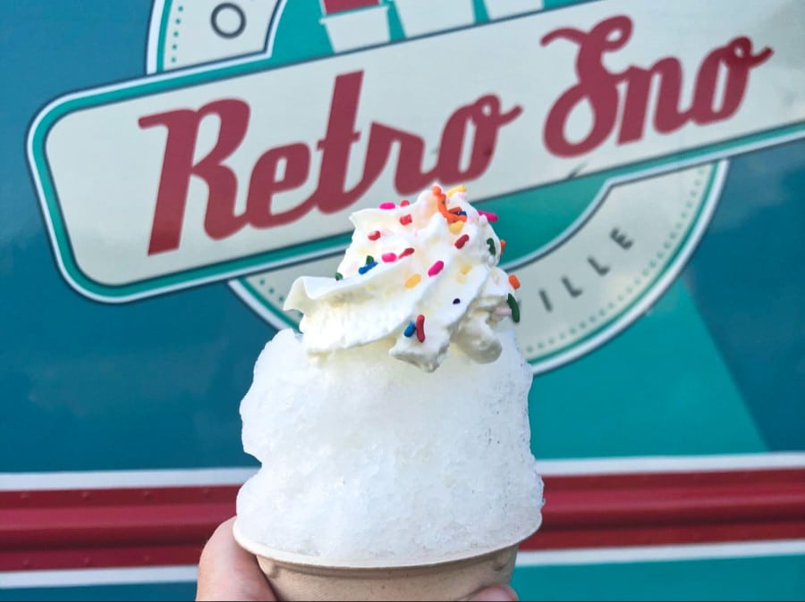 An ice cream with sprinkles on top in Retro Sno