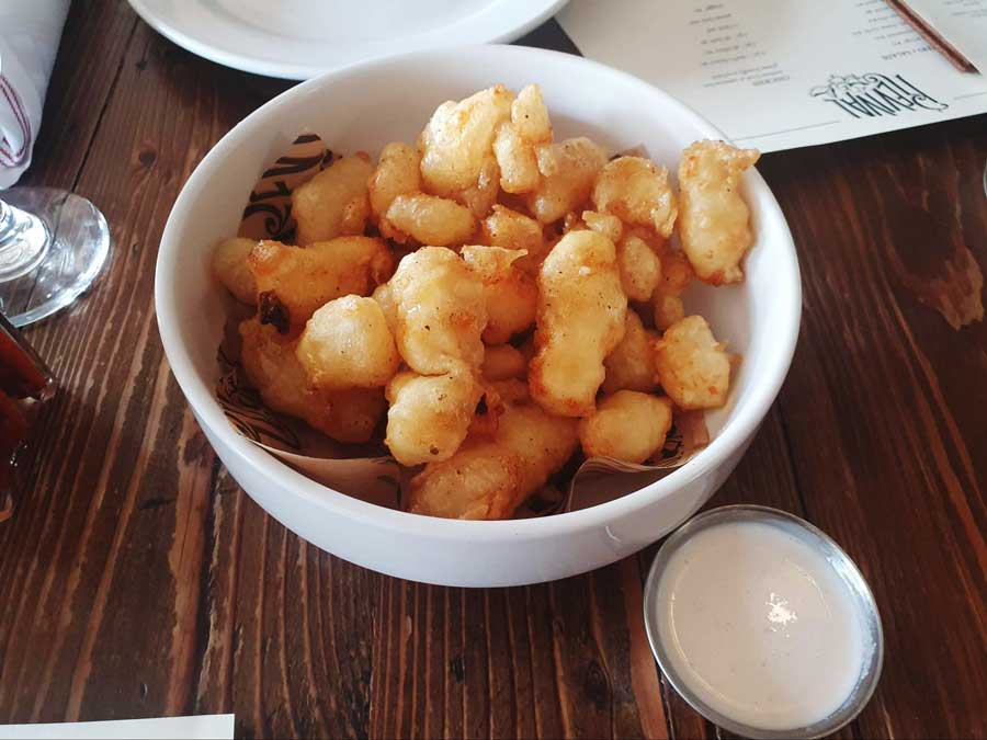 A bowl of cheese curds in Revival Minneapolis