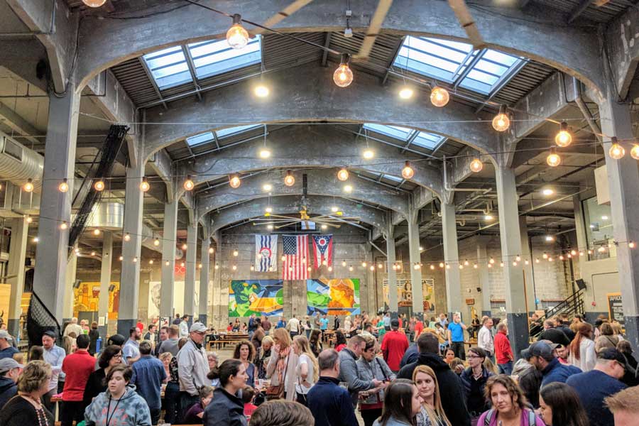 View of people enjoying their day in Rhinegeist Brewery