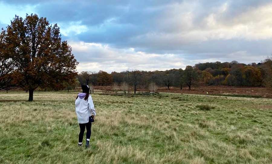 The author wandering in Richmond Park during fall season