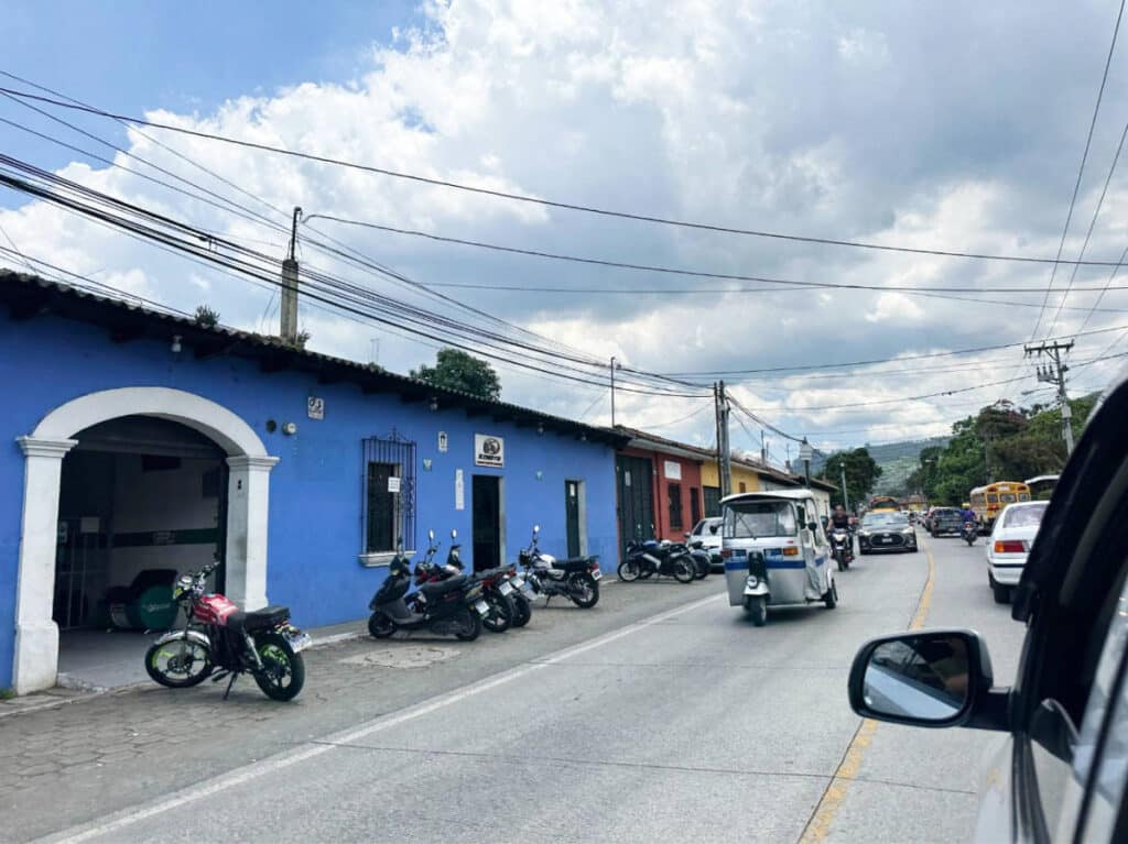 View from a street while riding an Uber in Antigua