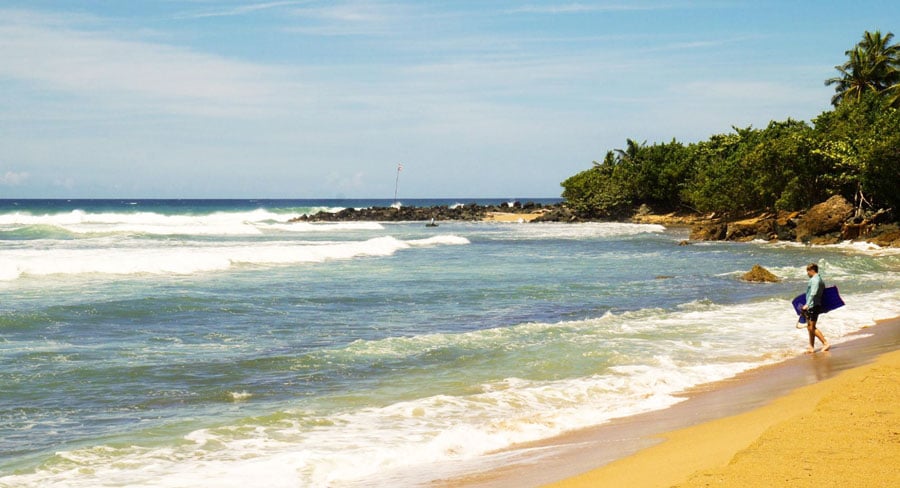View of a man going in to the beach