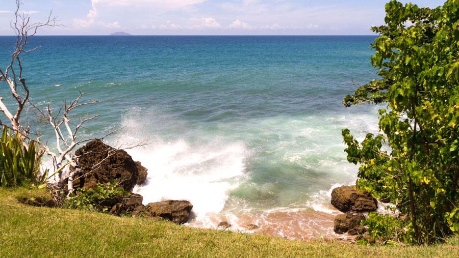 View of the huge waves of the beach