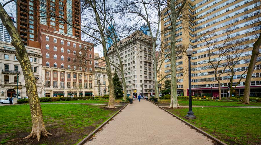 View from the Rittenhouse Square in Philadelphia