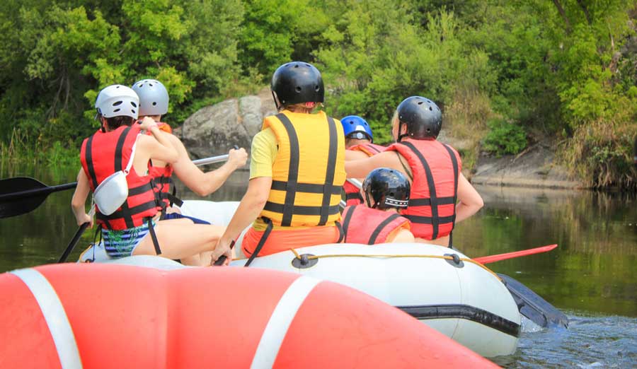 People rafting on the river