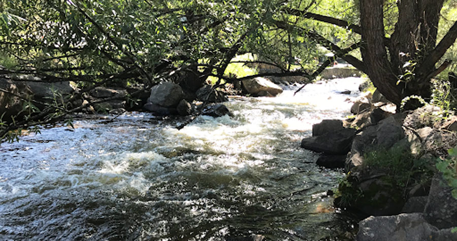 View of the running water on a river