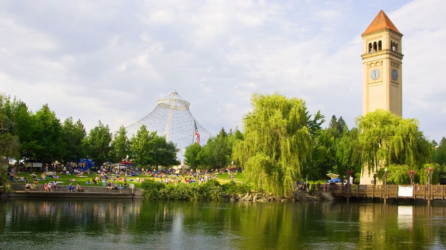 View of the riverfront park and spokane river
