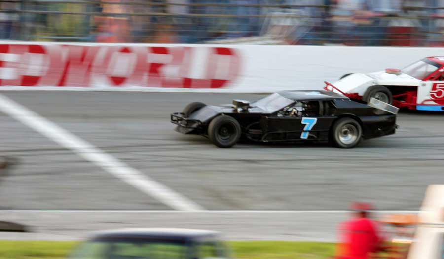 Racecars during a competition in Riverhead Raceway