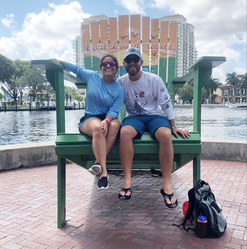 View of the author and his wife in Riverwalk
