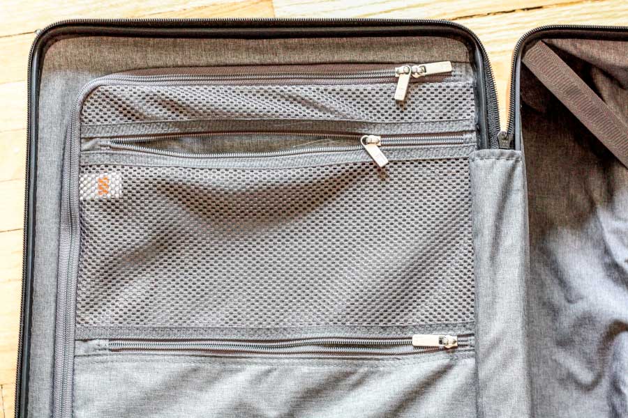 View of multiple internal pockets of Level8 Road Runner