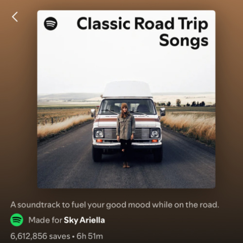 A Spotify playlist with classic road trip songs
