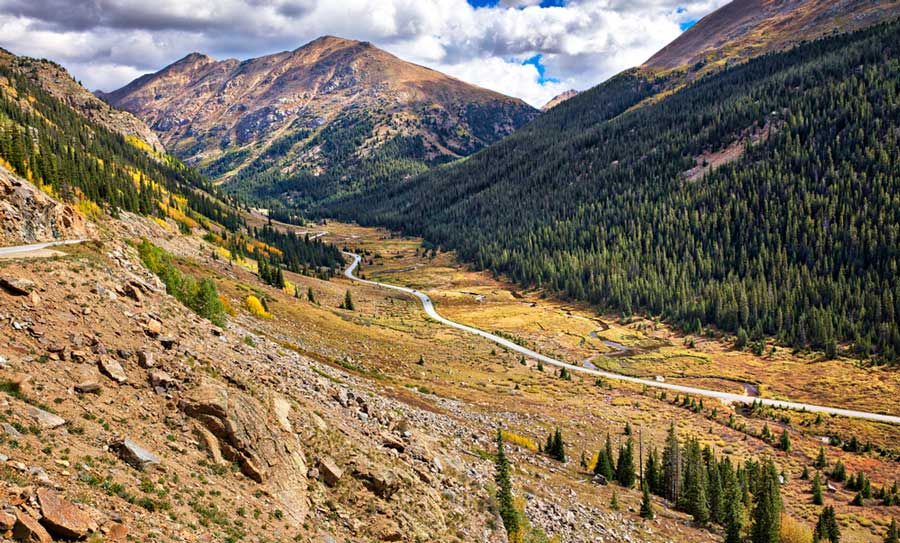 View of a road along the Independence Pass