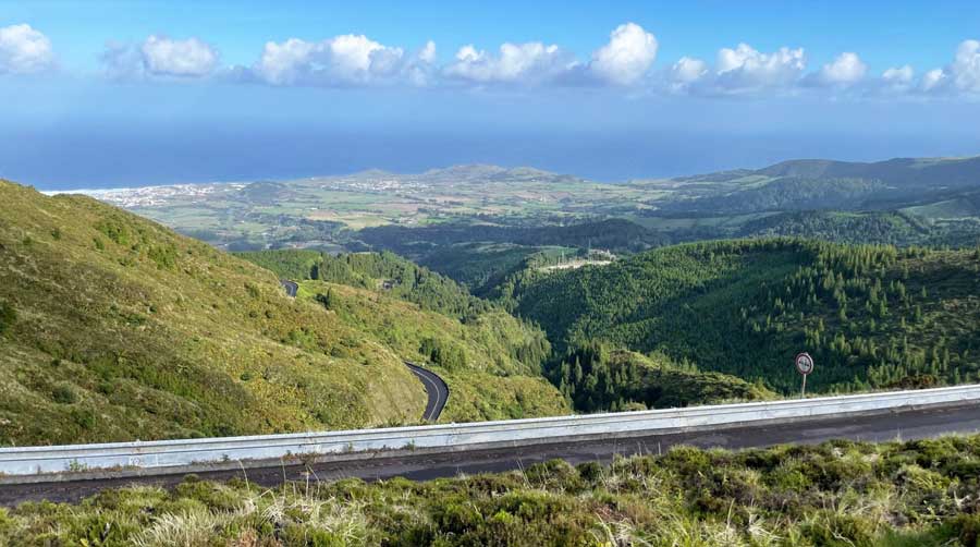 Overlooking view of road in São Miguel Island