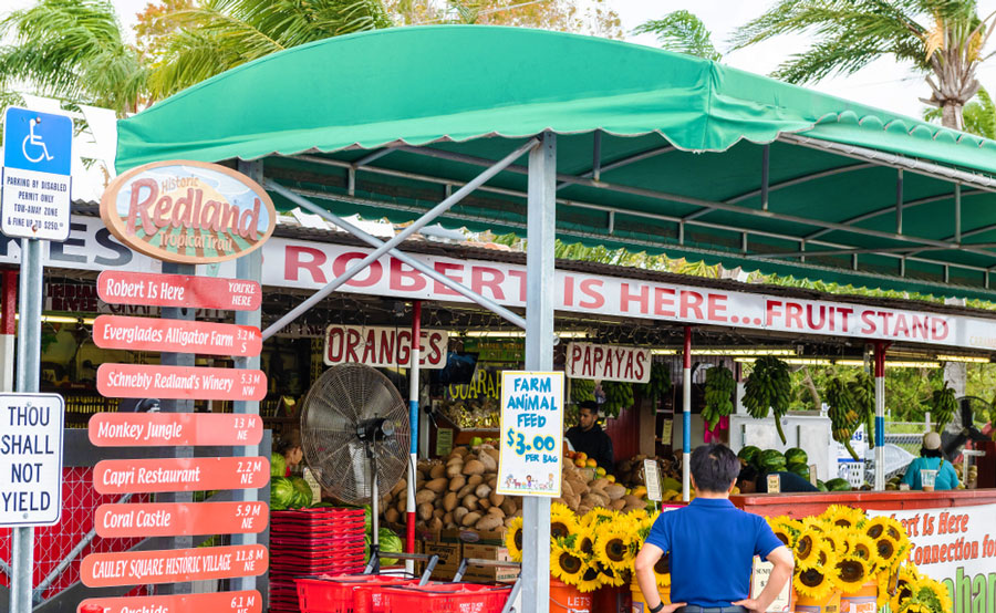 View of the Robert is Here fruit stand in Miami
