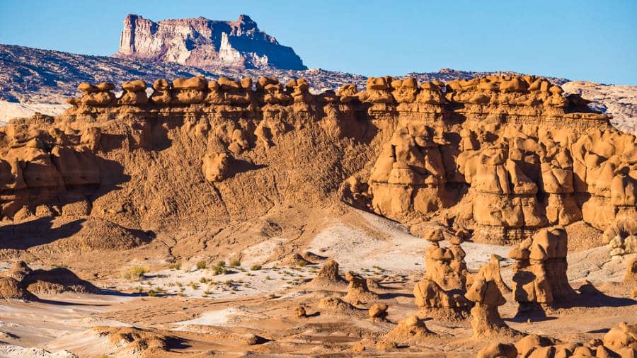 View of the bizarre rock formations in the Goblin Valley State Park