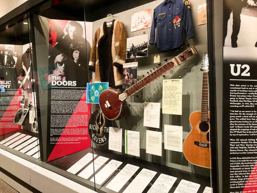 An exhibit about rock music in Rock and Roll Hall of Fame