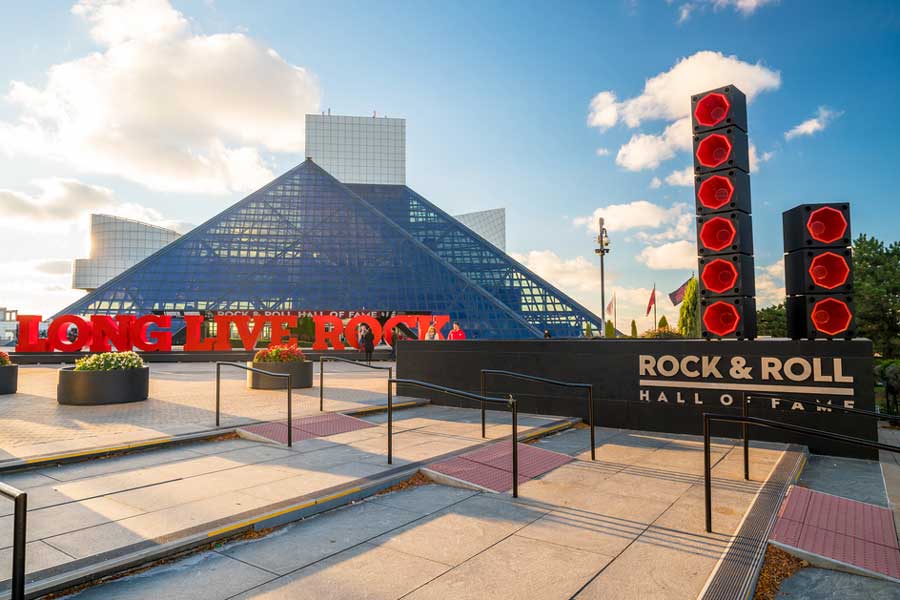 View from the outside of Rock and Roll Hall of Fame building