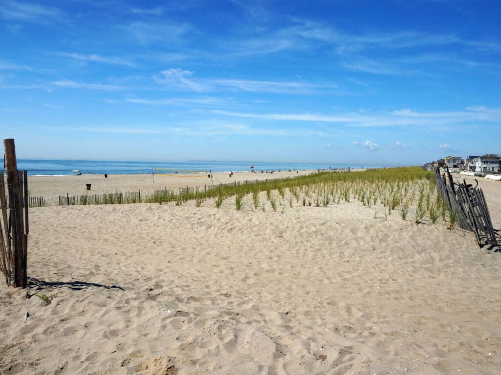 Blue sky over the sand in Rockaway Beach