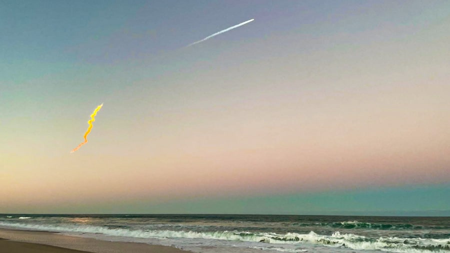 View of a rocket launch from the beach