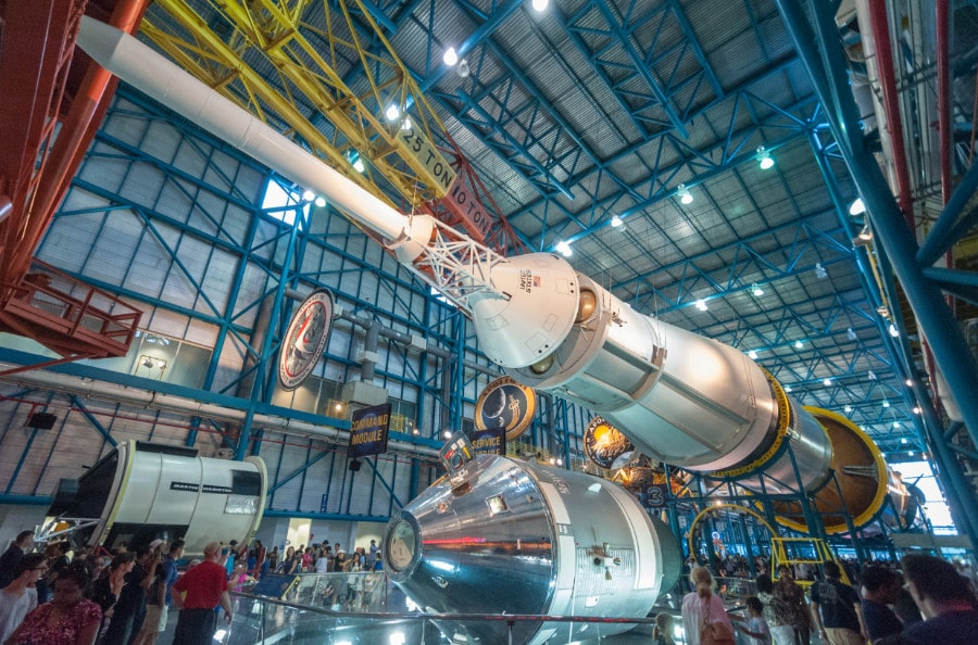 View of Saturn 5 rocket at the Kennedy Space Center near Orlando